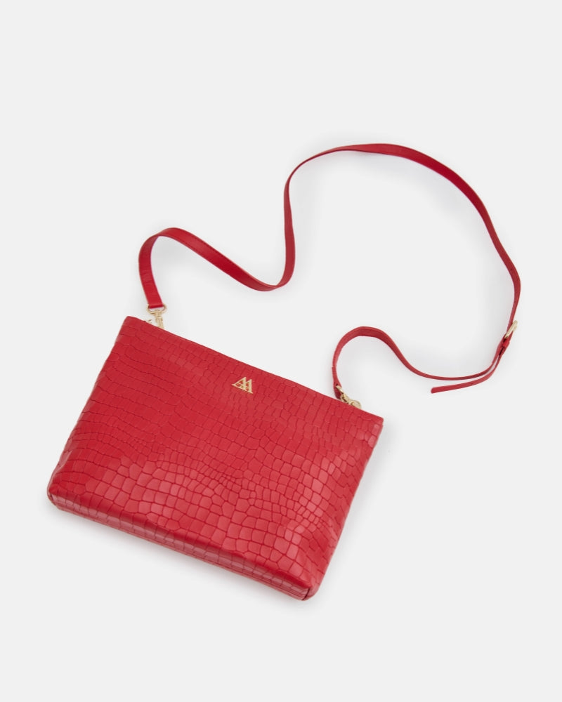 Manola Red Leather Clutch Bag