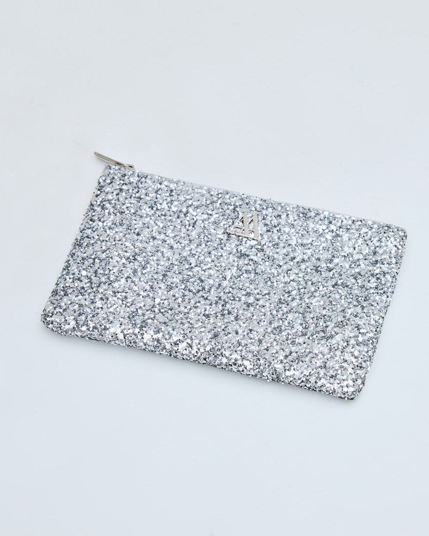 Maya Wallet, Silver Glitter Fabric