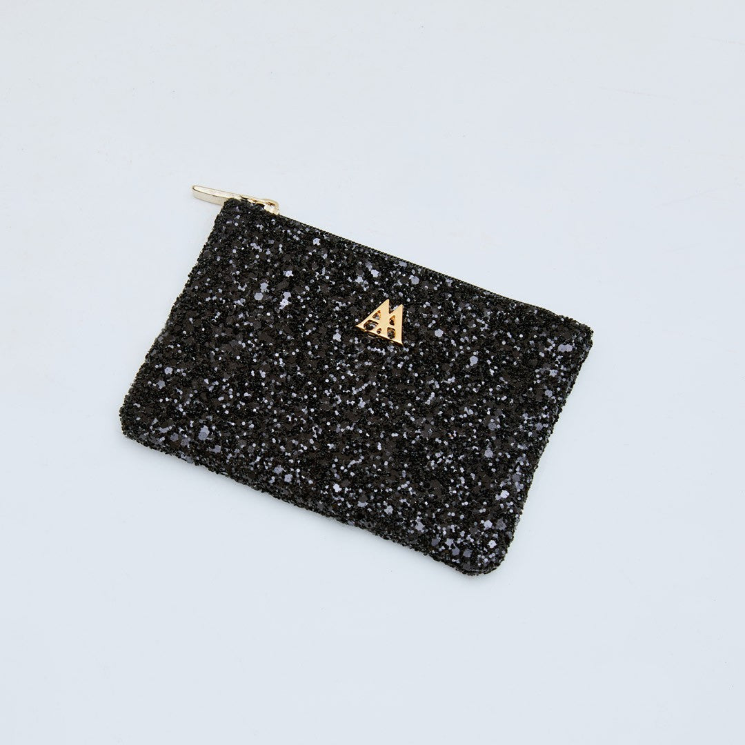 Mia Glitter Fabric Wallet Black