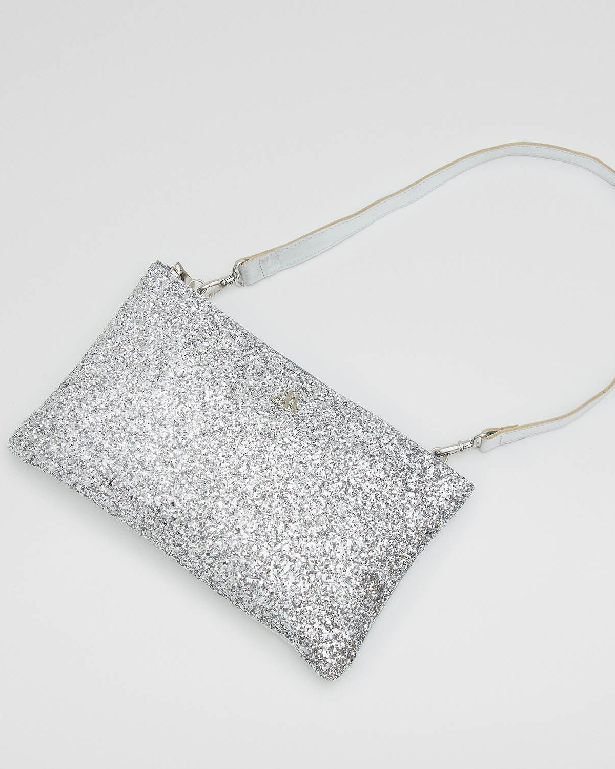 Catalina Glitter Silver Clutch Bag