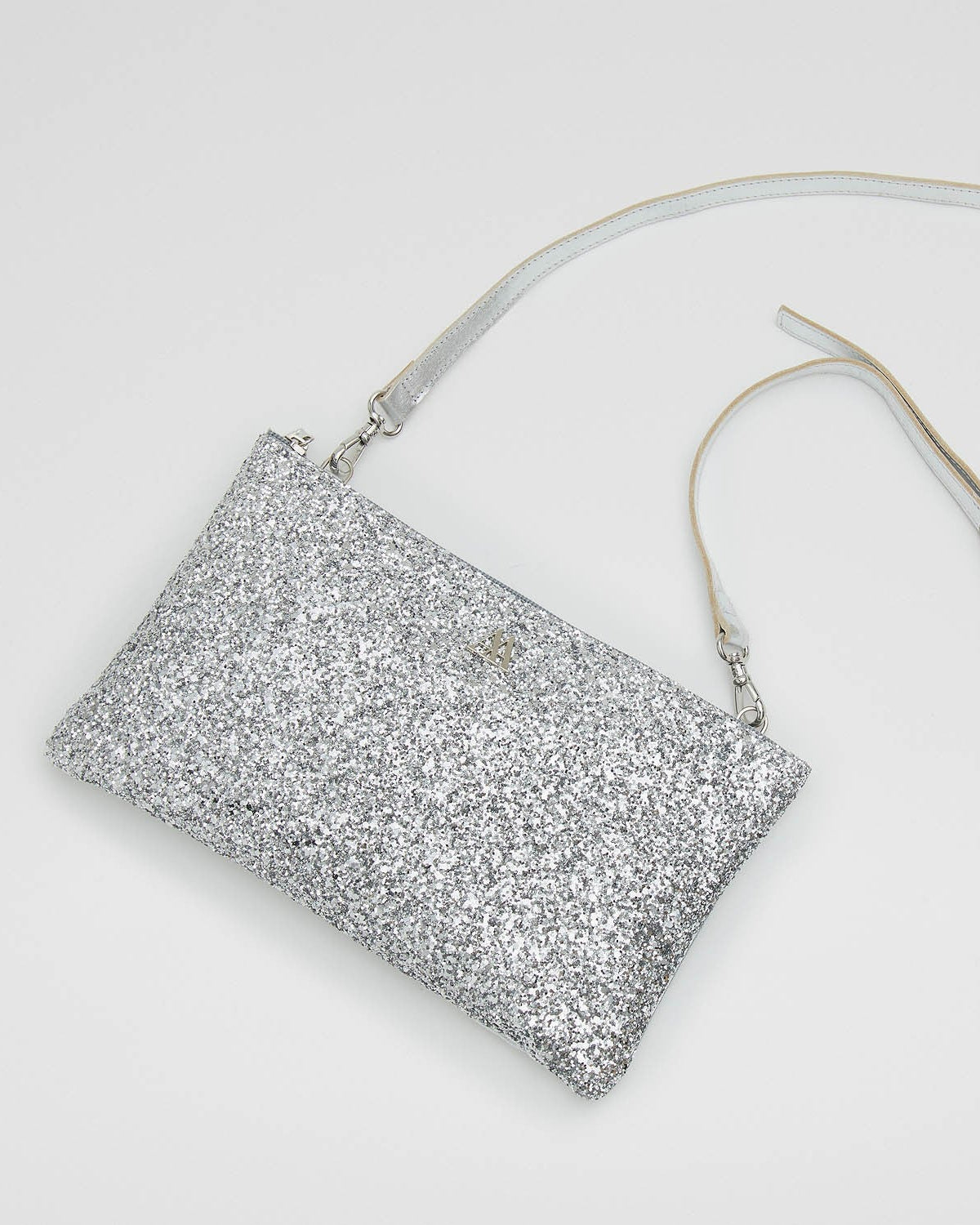 Catalina Glitter Silver Clutch Bag
