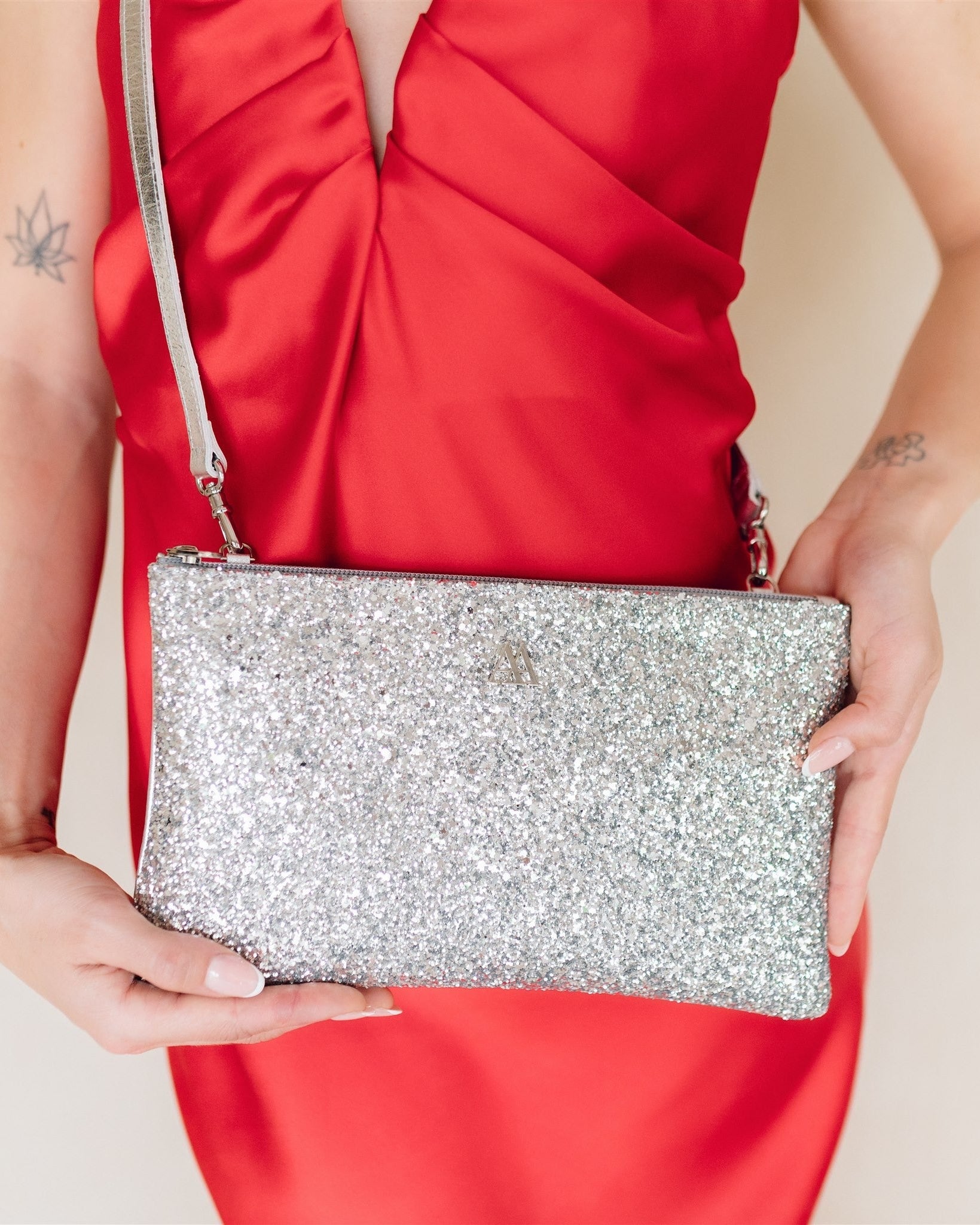 Catalina Glitter Silver Clutch Bag