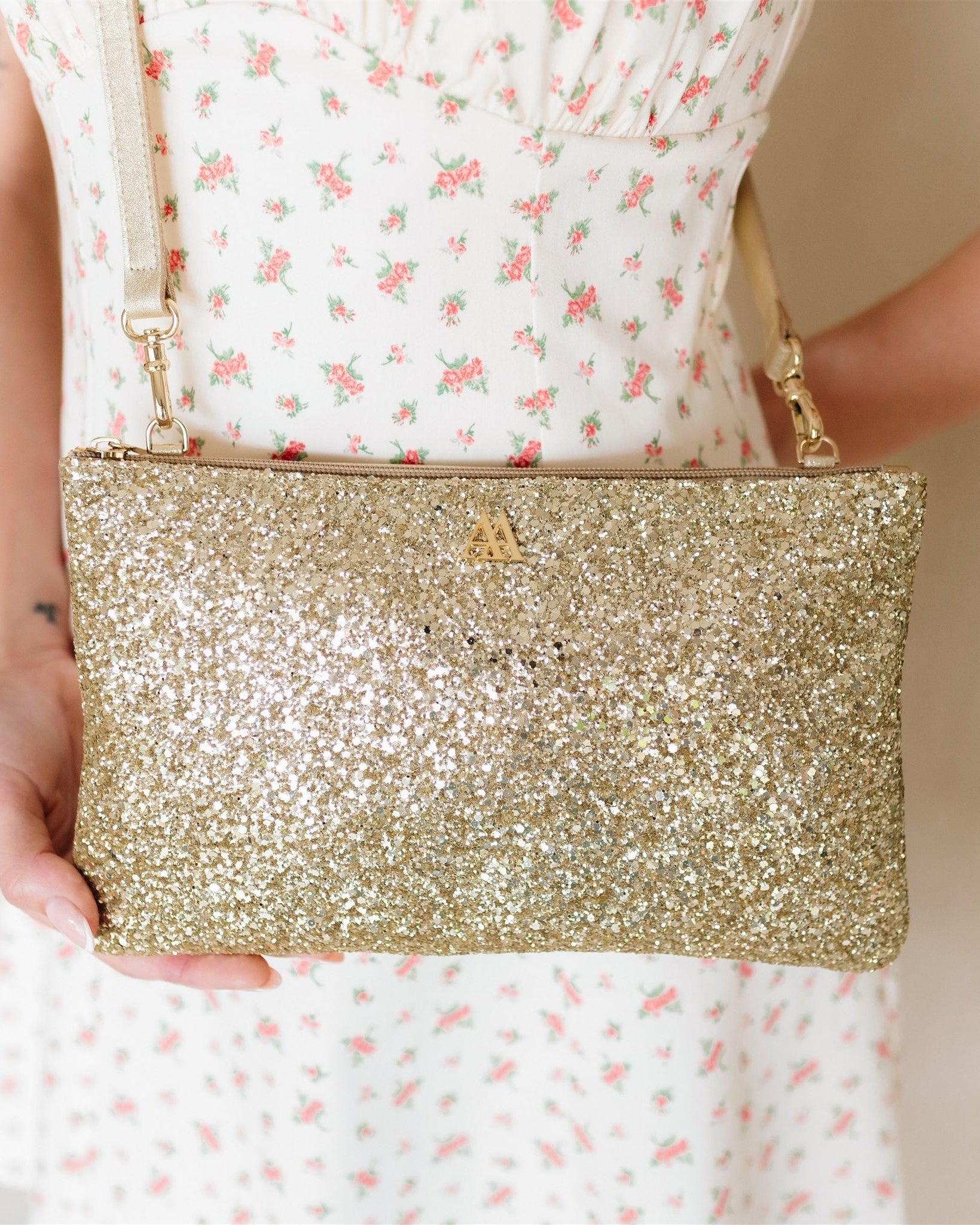 Catalina Borsa Clutch Glitter Platino
