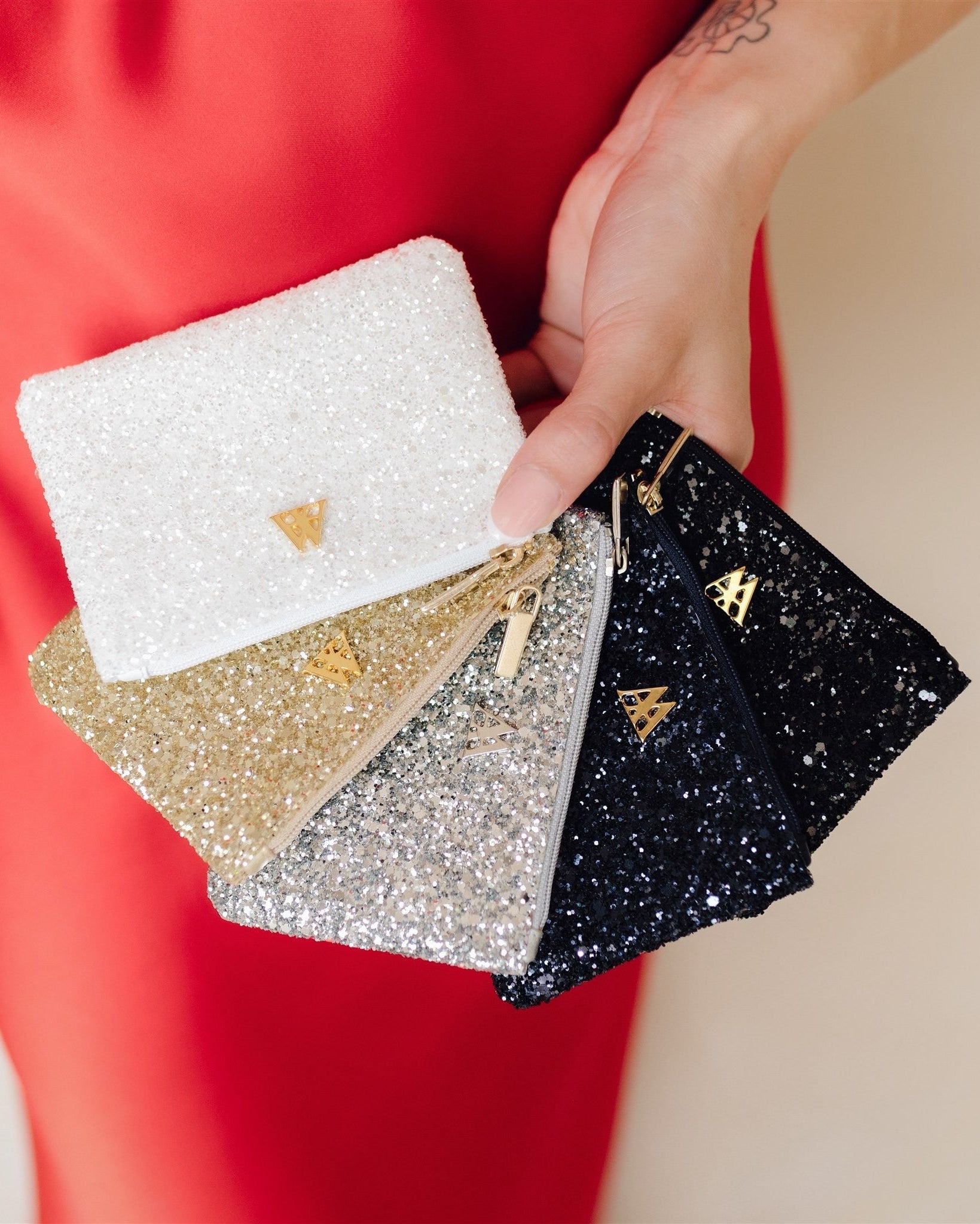 Mia Glitter Fabric Wallet White