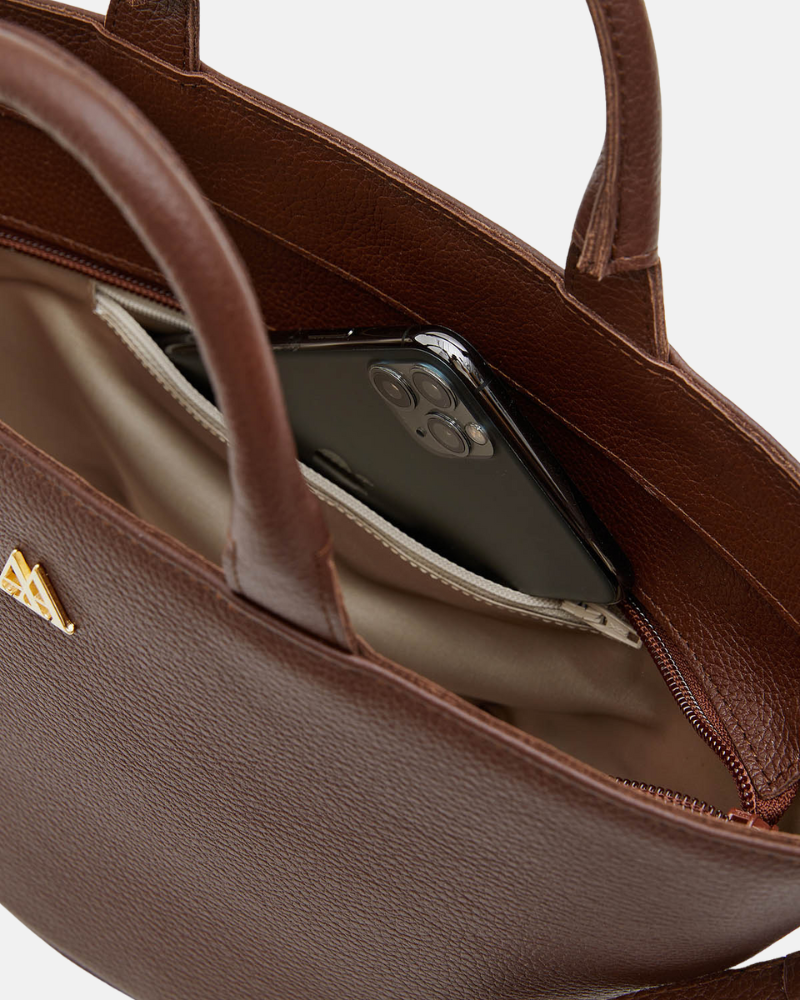 Carlota Brown Leather Tote Bag