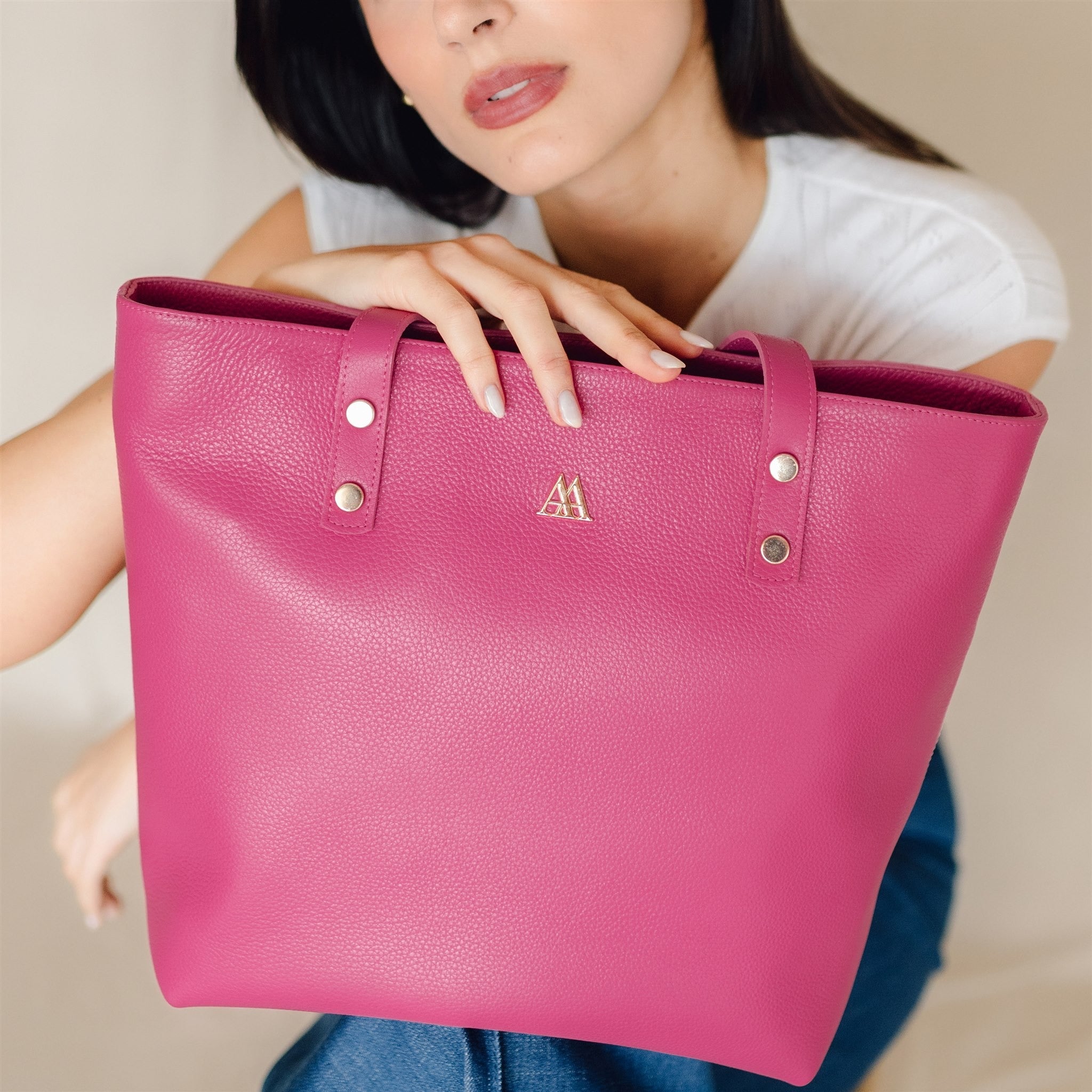Sofía Bolso Shopper Piel Fucsia