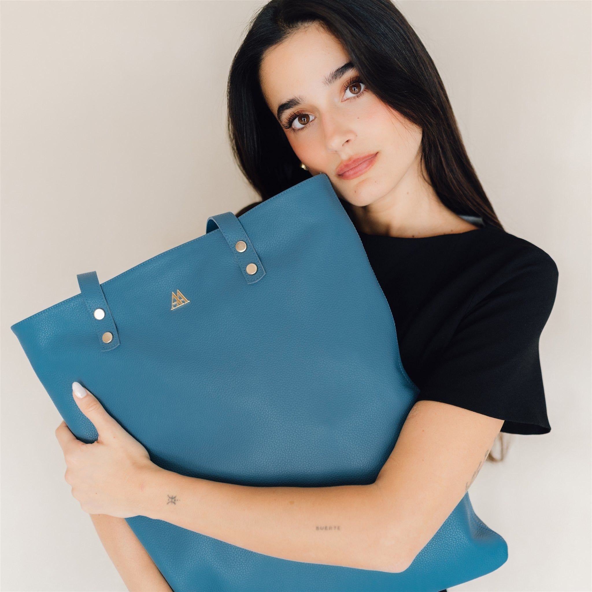 Noa Bolso Tote Bag Piel Turquesa