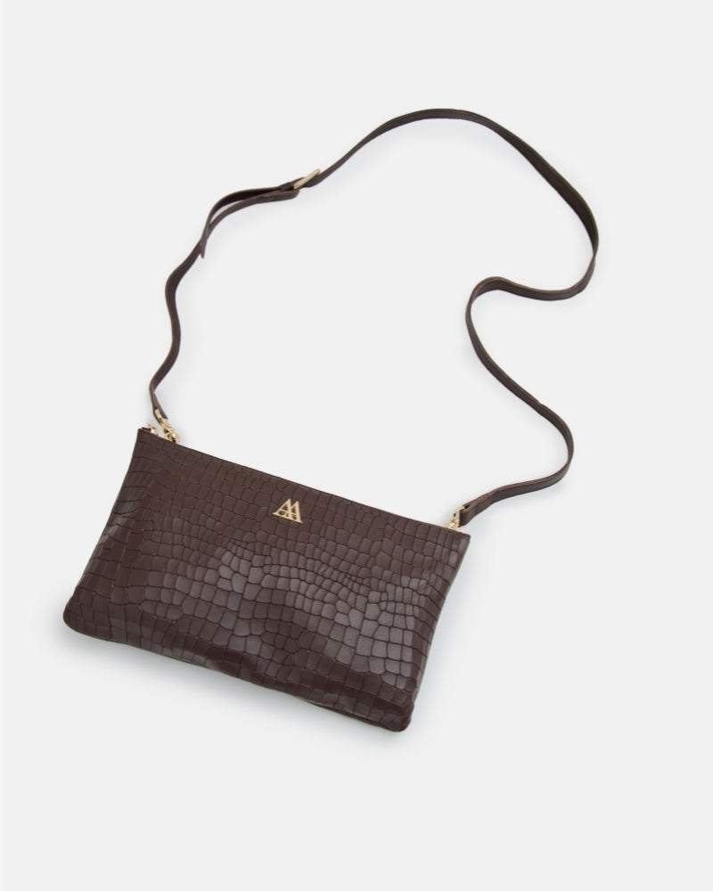 Catalina Brown Leather Clutch Bag