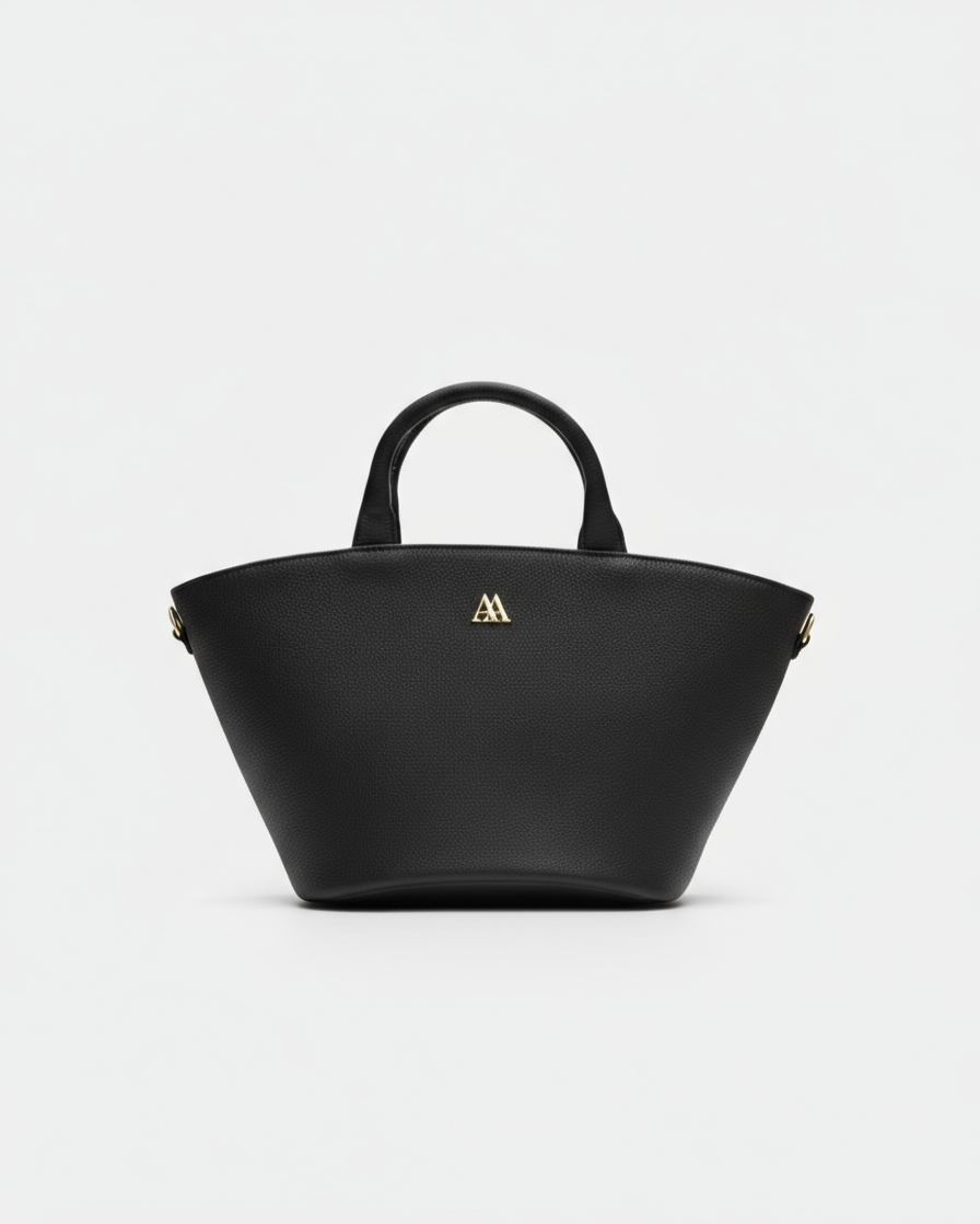 Carlota Leather Straw Bag Black