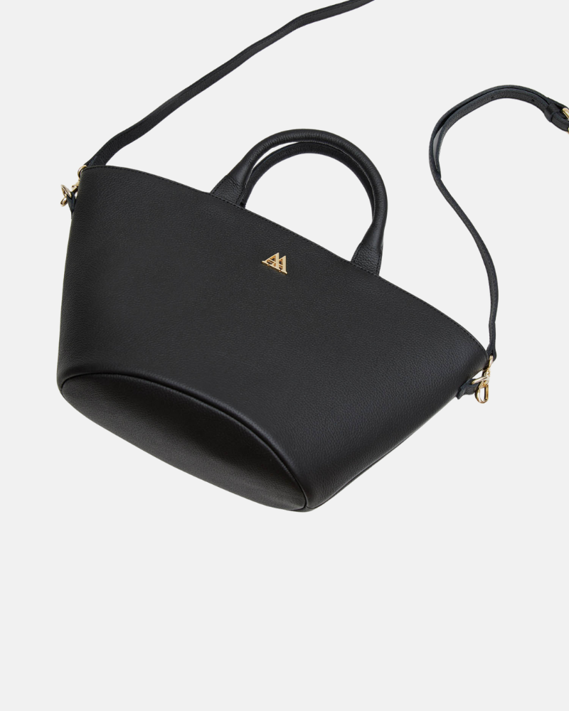 Carlota Leather Straw Bag Black
