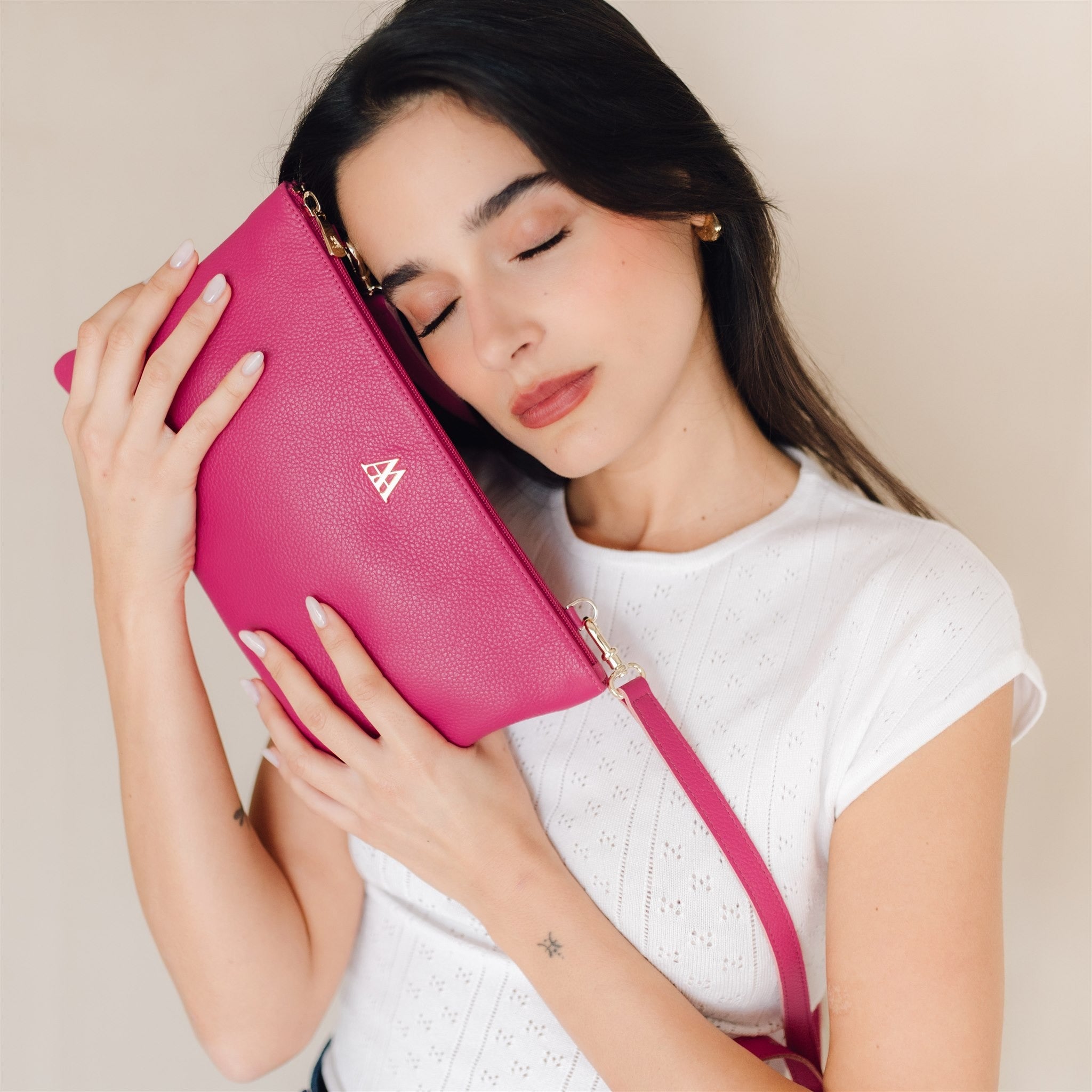 Catalina Bolso Clutch Piel Fucsia