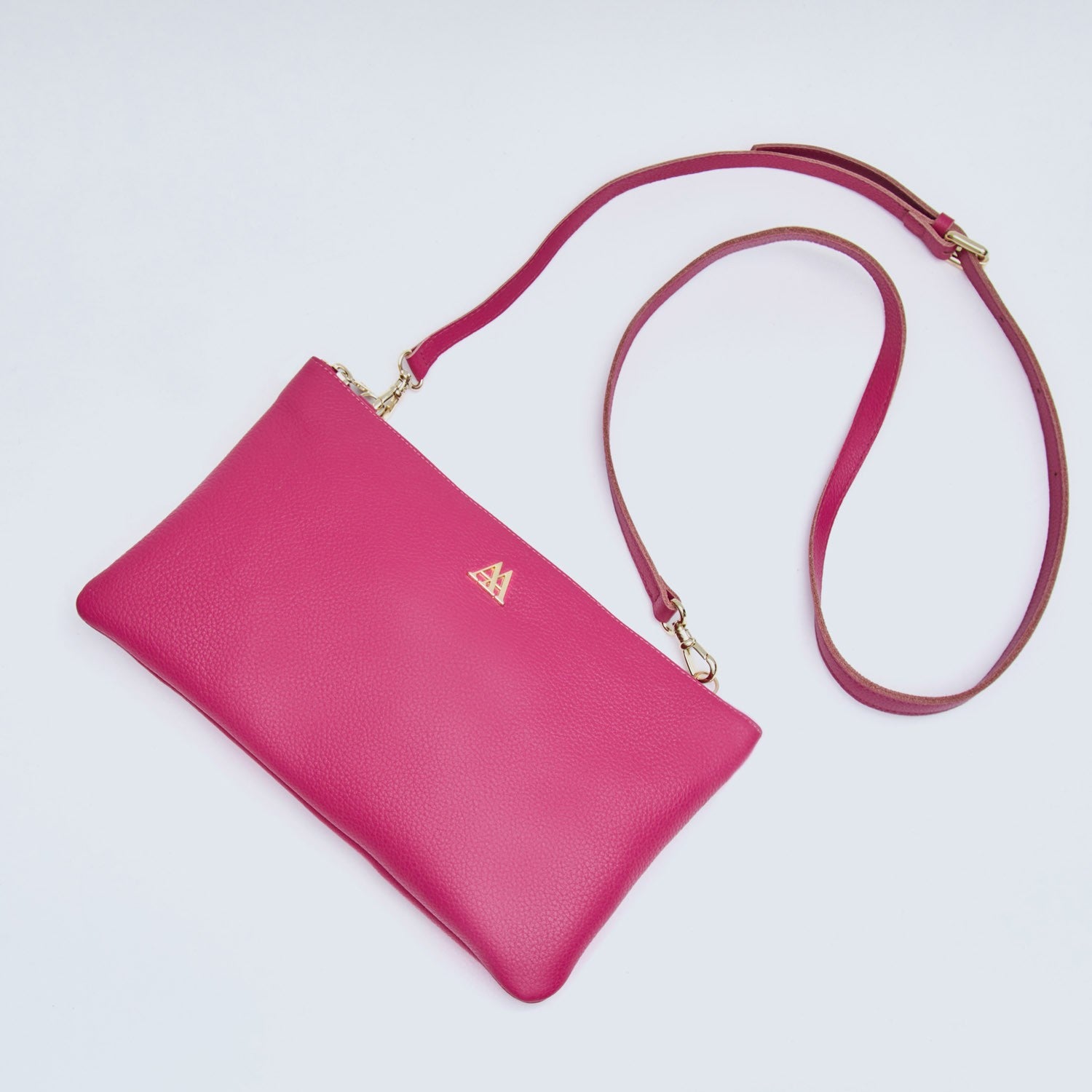 Catalina Bolso Clutch Piel Fucsia