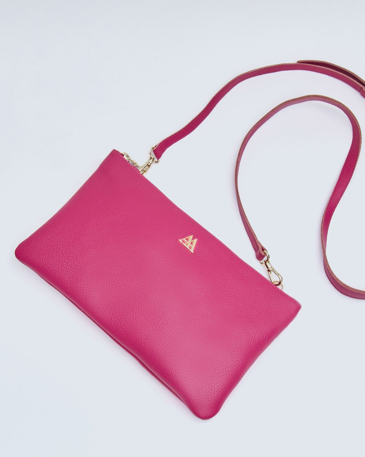 Catalina Fuchsia Leather Clutch Bag