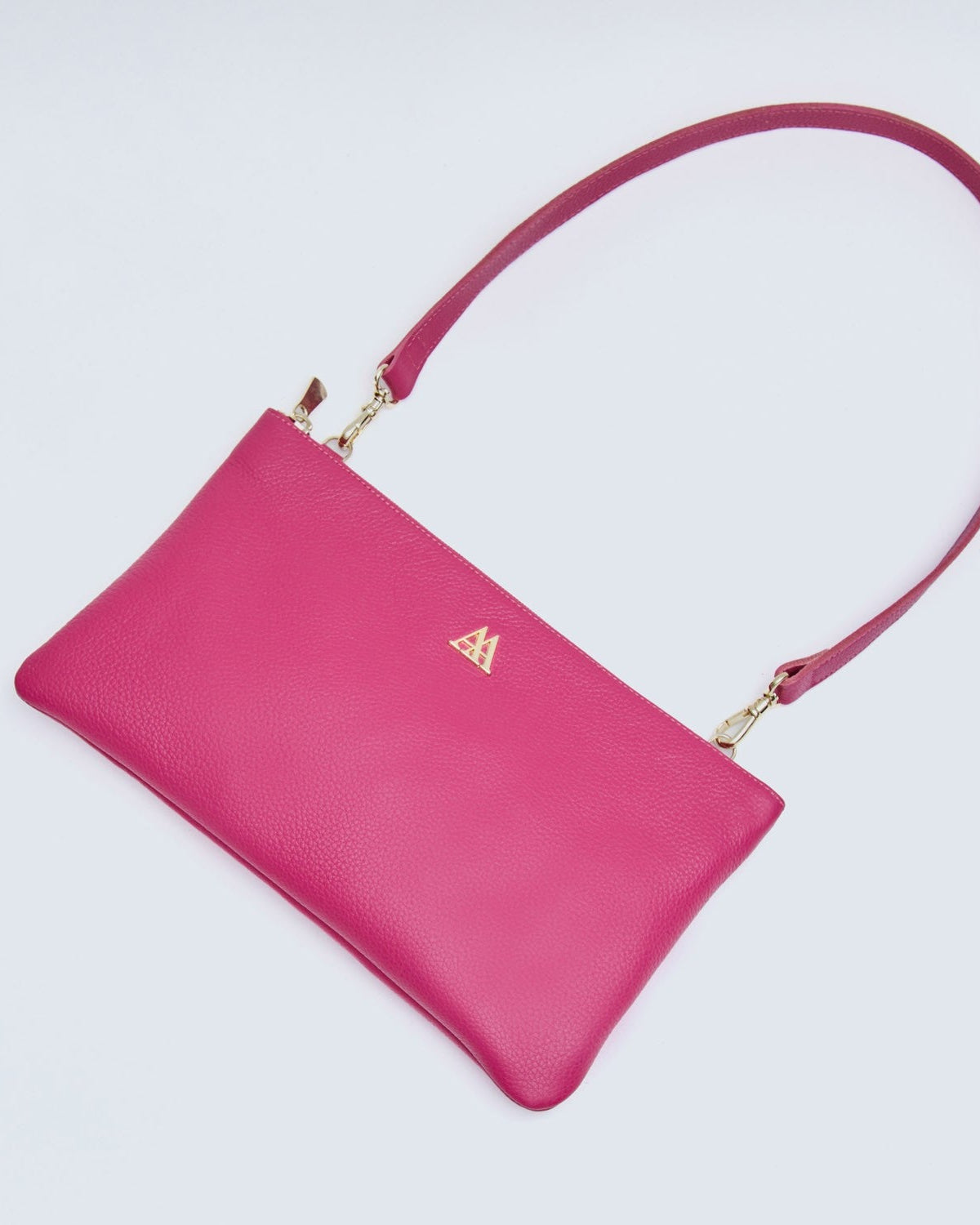 Catalina Fuchsia Leather Clutch Bag