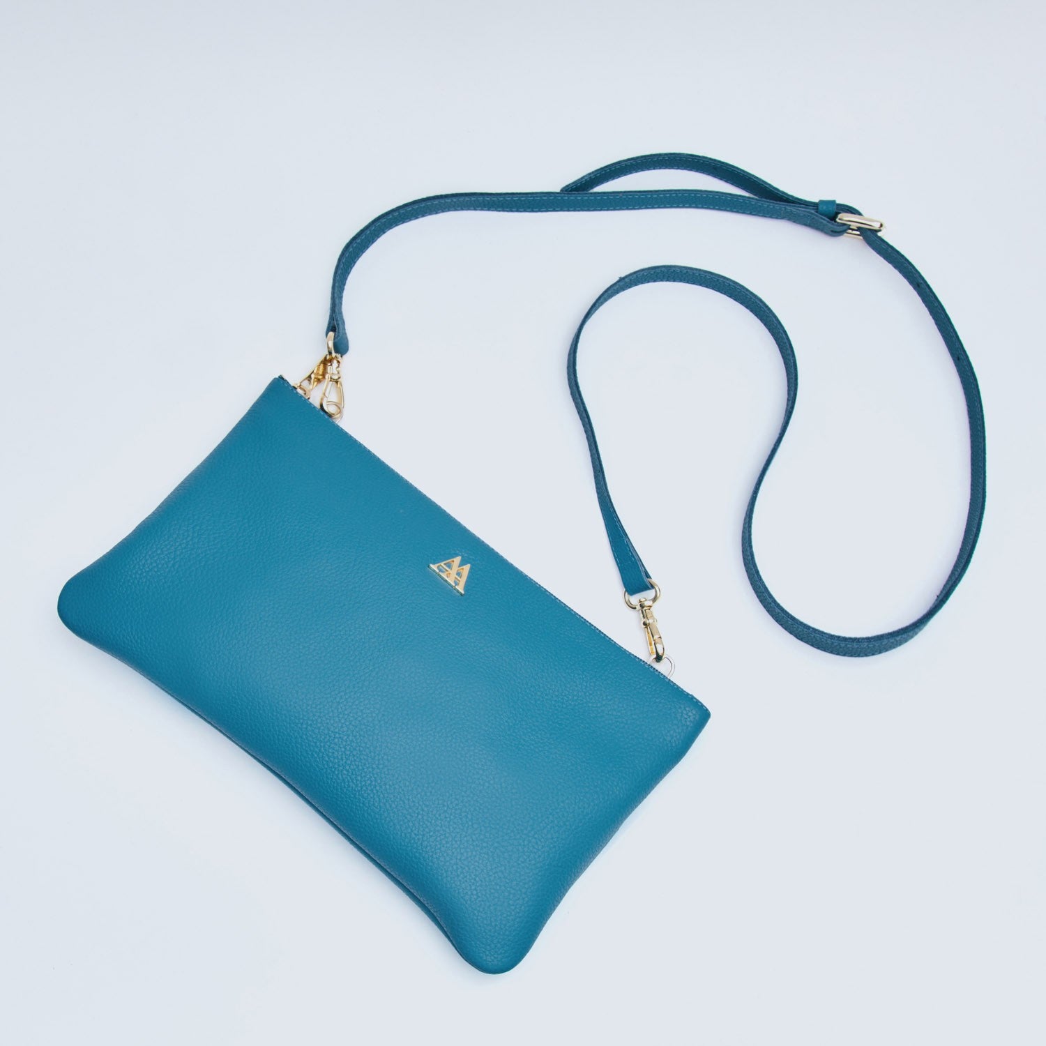 Pochette Catalina en cuir turquoise