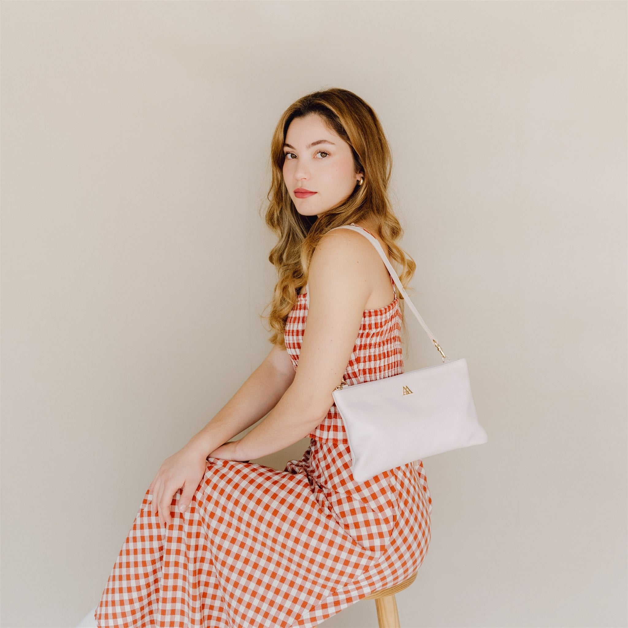 Catalina Bolso Clutch Piel Blanco Nude