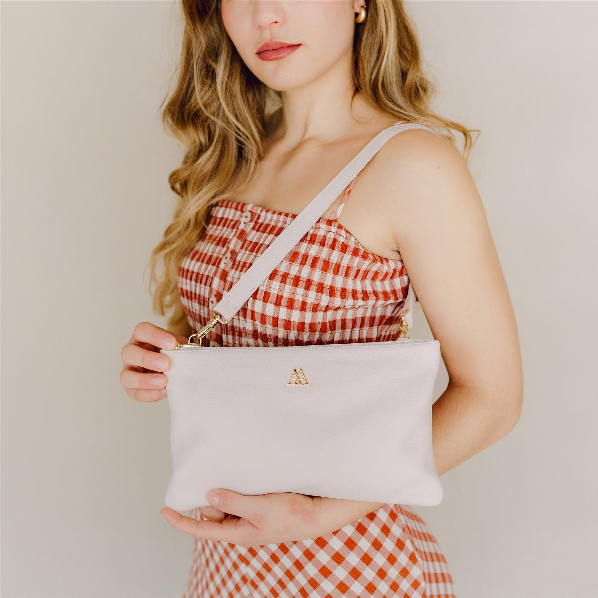 Catalina Bolso Clutch Piel Blanco Nude