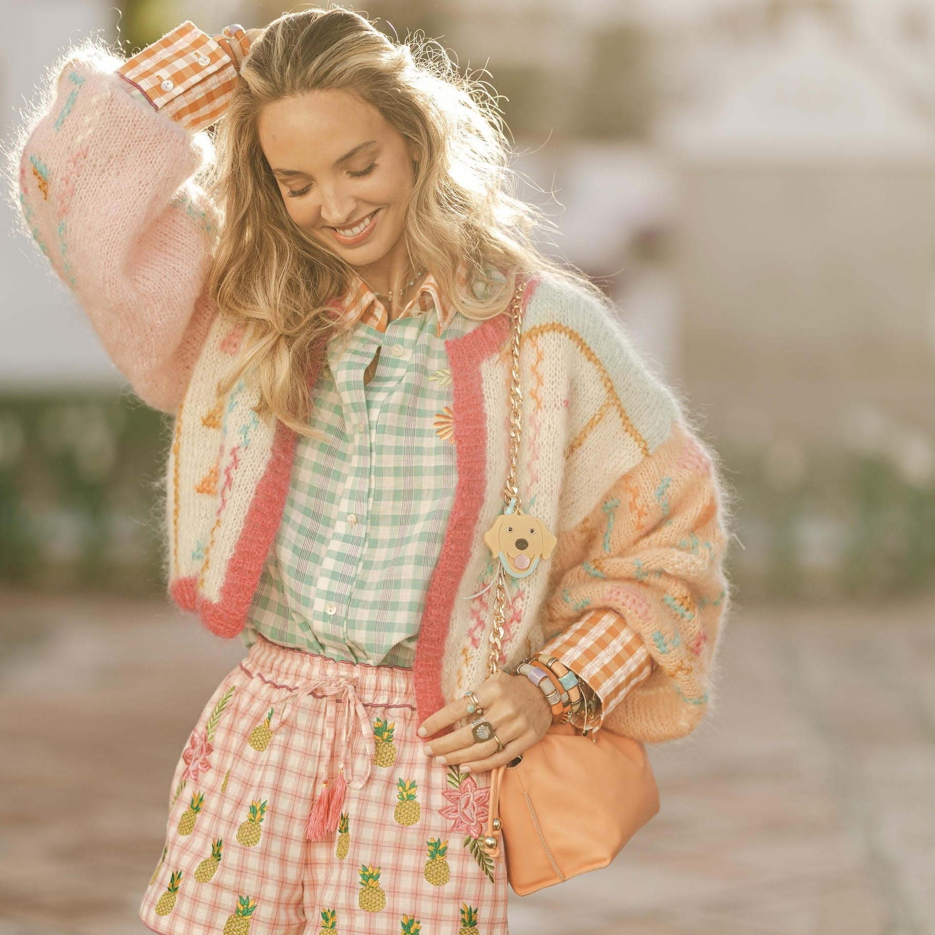 Fabiola Salmon-Colored Gathered Bag by Cris Mata