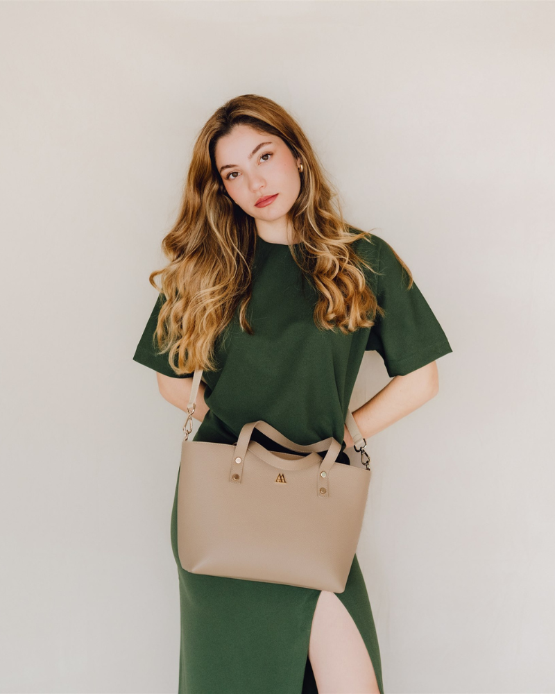 Antonia Taupe Leather Shopper Bag