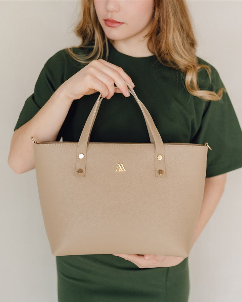 Antonia Taupe Leather Shopper Bag
