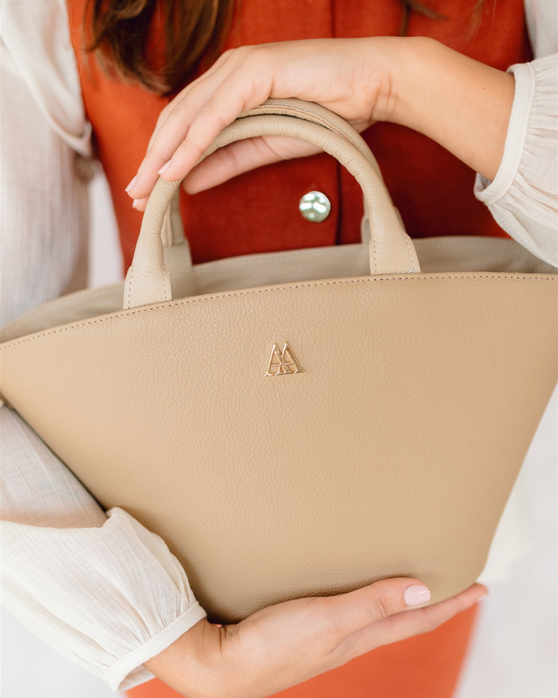 Carlota Beige Leather Tote Bag