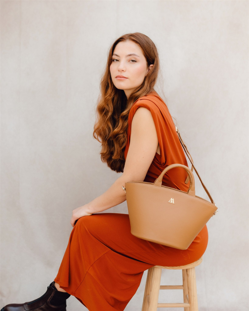 Carlota Leather Straw Bag