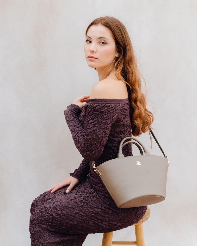 Carlota Leather Tote Bag, Taupe