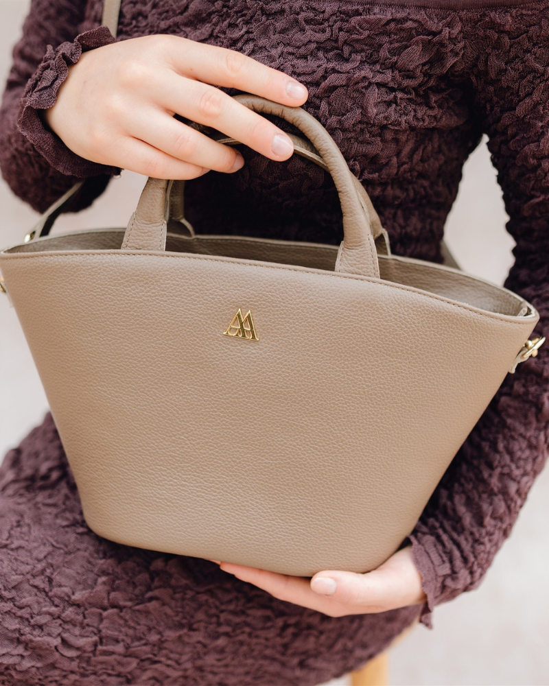Carlota Leather Tote Bag, Taupe
