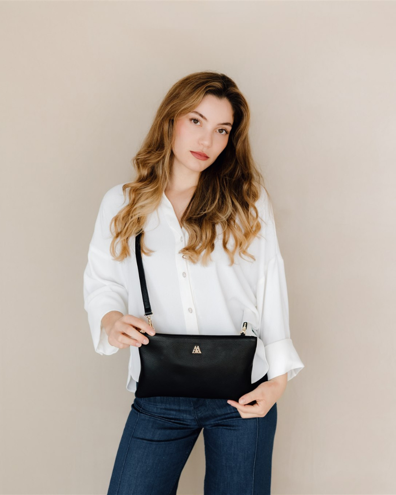 Catalina Bolso Clutch Piel Negro