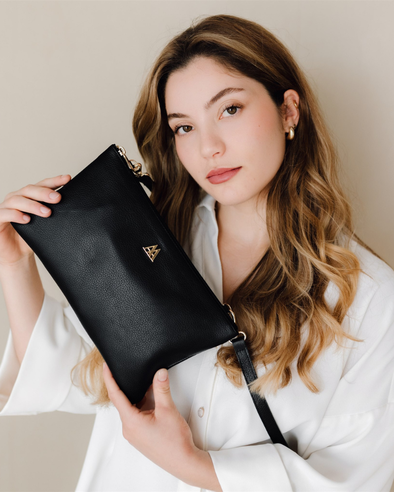 Catalina Bolso Clutch Piel Negro