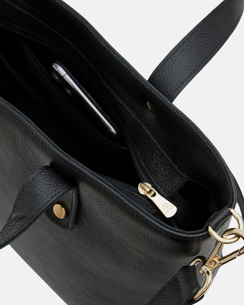 Antonia Leather Shopper Bag, Black
