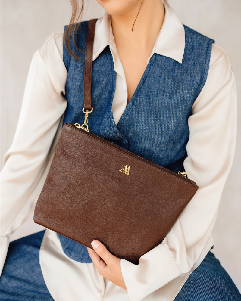 Manola Bolso Clutch Piel Marrón