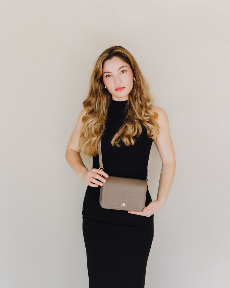 Maria Flap Bag Mini Leather Taupe