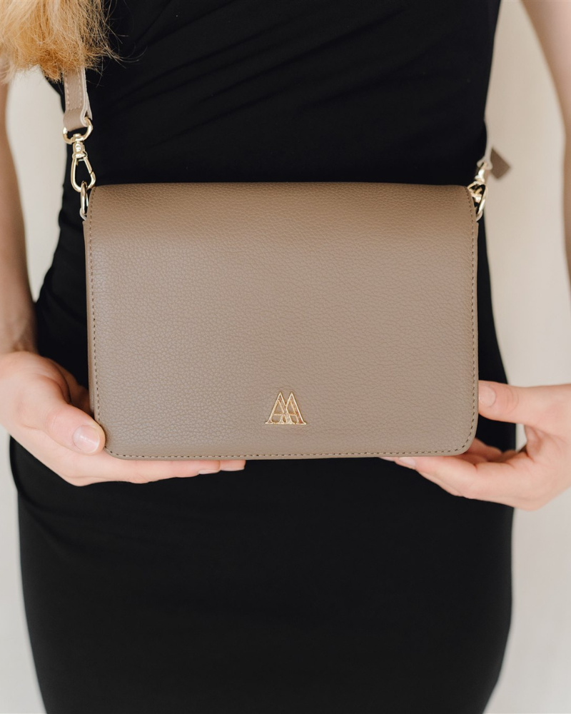 Maria Flap Bag Mini Leather Taupe
