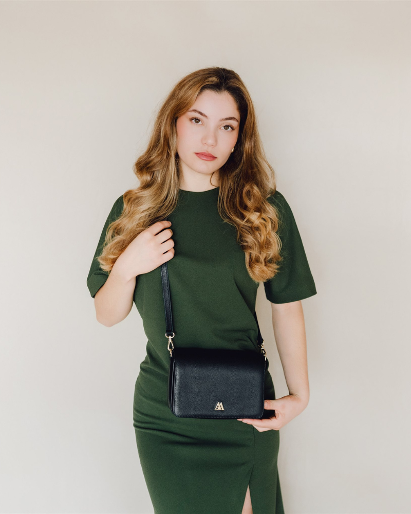 Maria Flap Bag Mini Leather Black