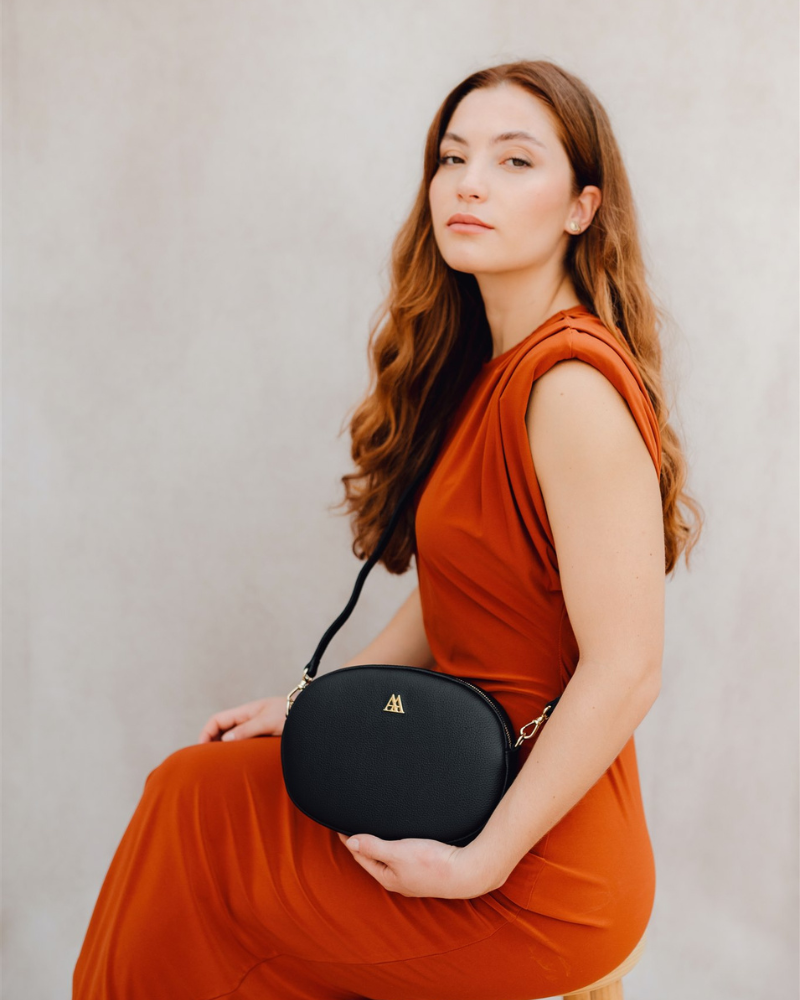 Olivia Bolso Ovalado Piel Negro