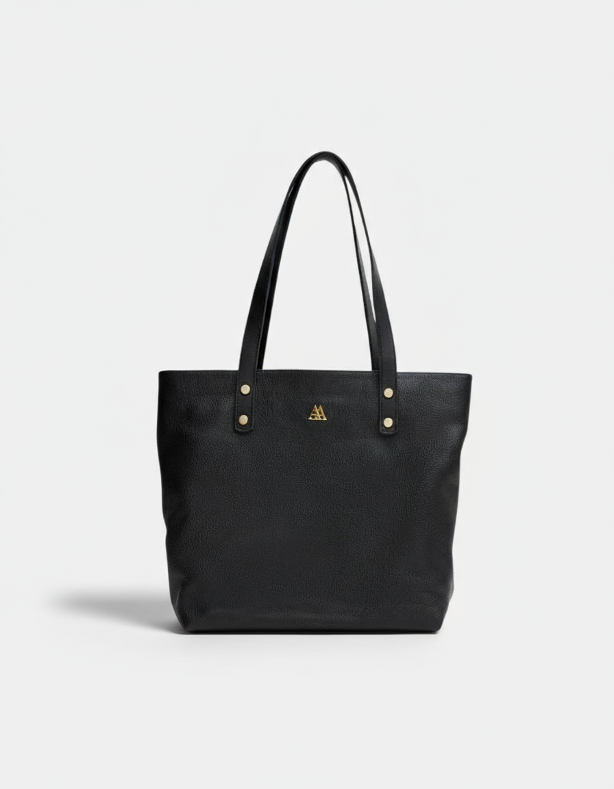 Sofia Leather Shopper Bag, Black