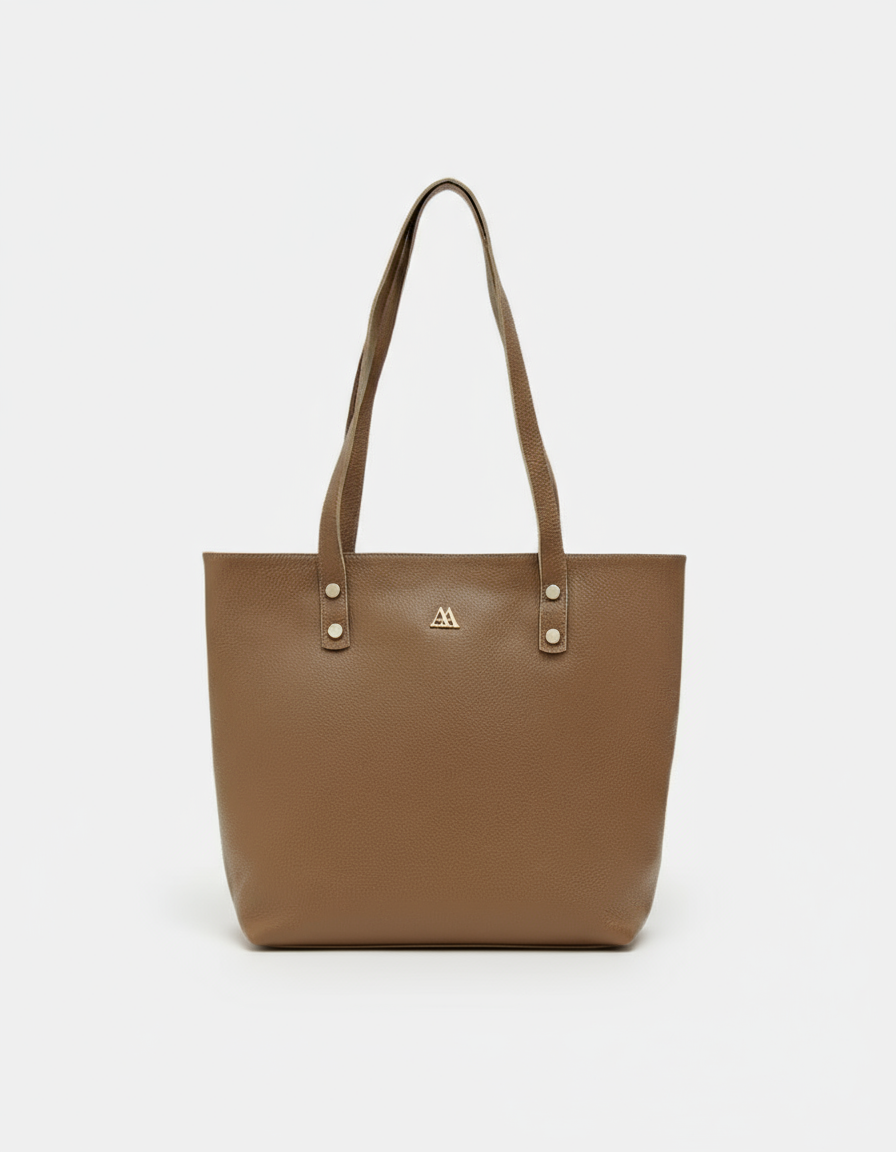 Sofia Leather Shopper Bag, Taupe