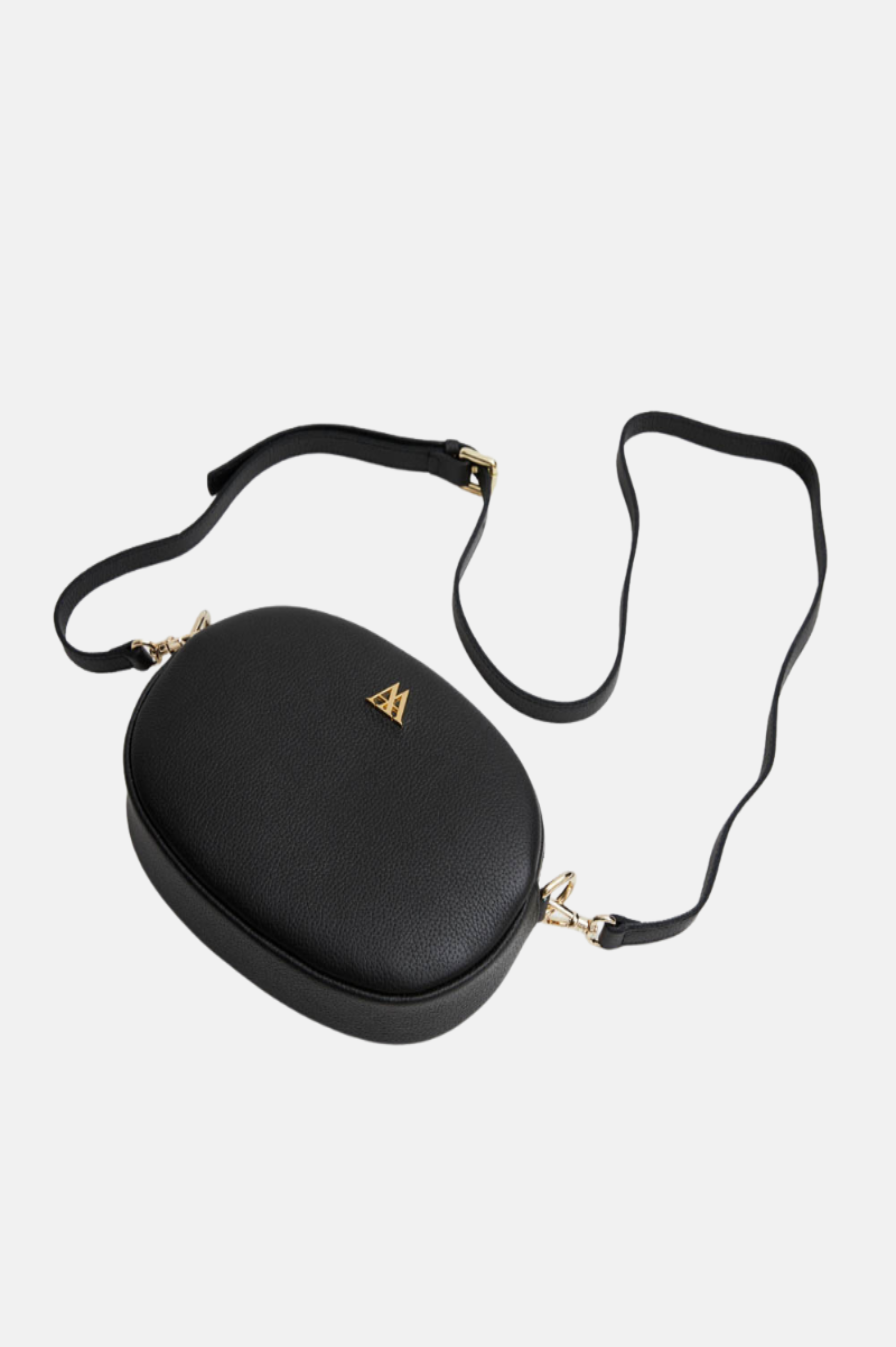 Olivia Oval Leather Bag, Black