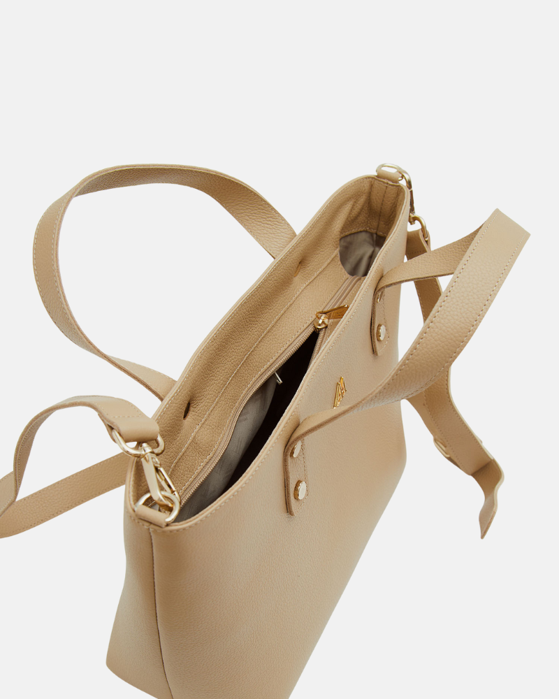 Antonia Beige Leather Shopper Bag