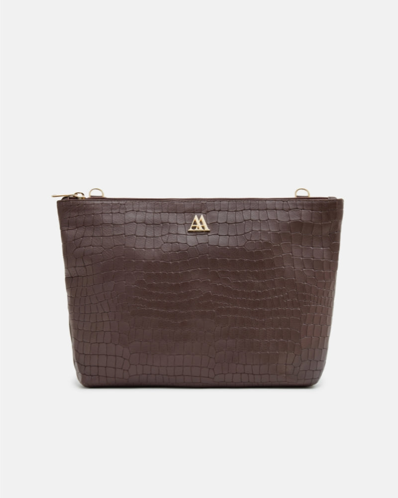 Manola Brown Leather Clutch Bag