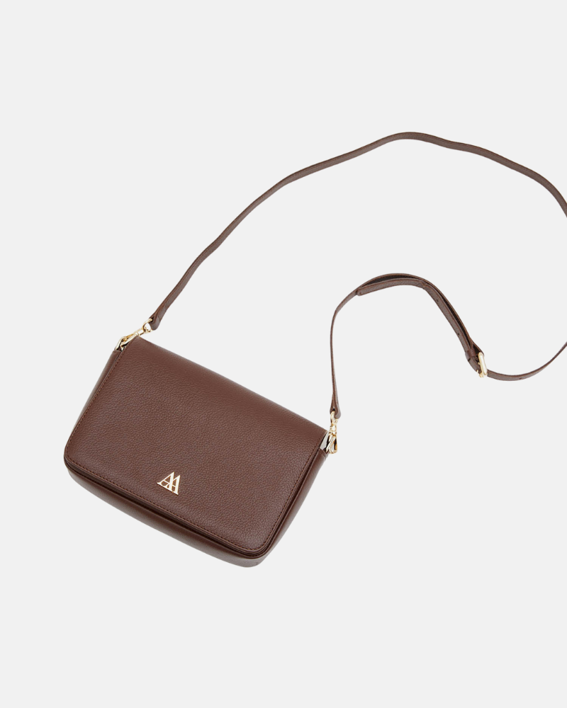 María Bolso Solapa Mini Piel Marrón Oscuro