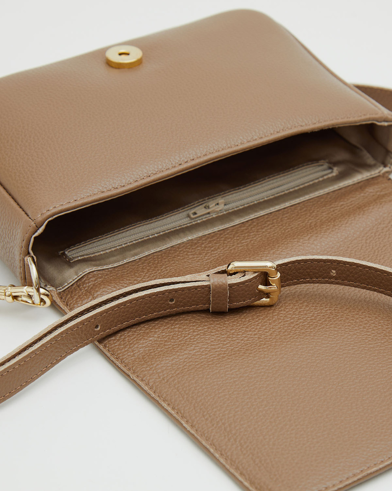 Maria Flap Bag Mini Leather Taupe