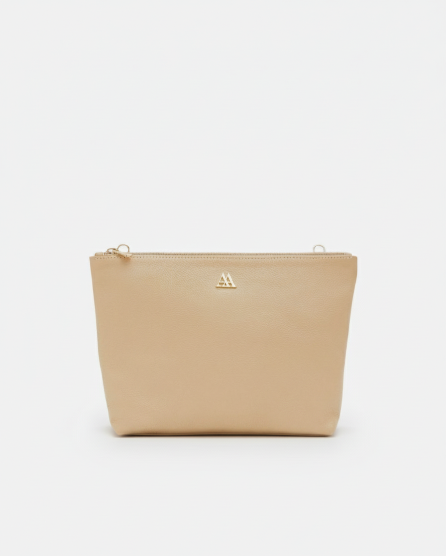 Manola Beige Leather Clutch Bag