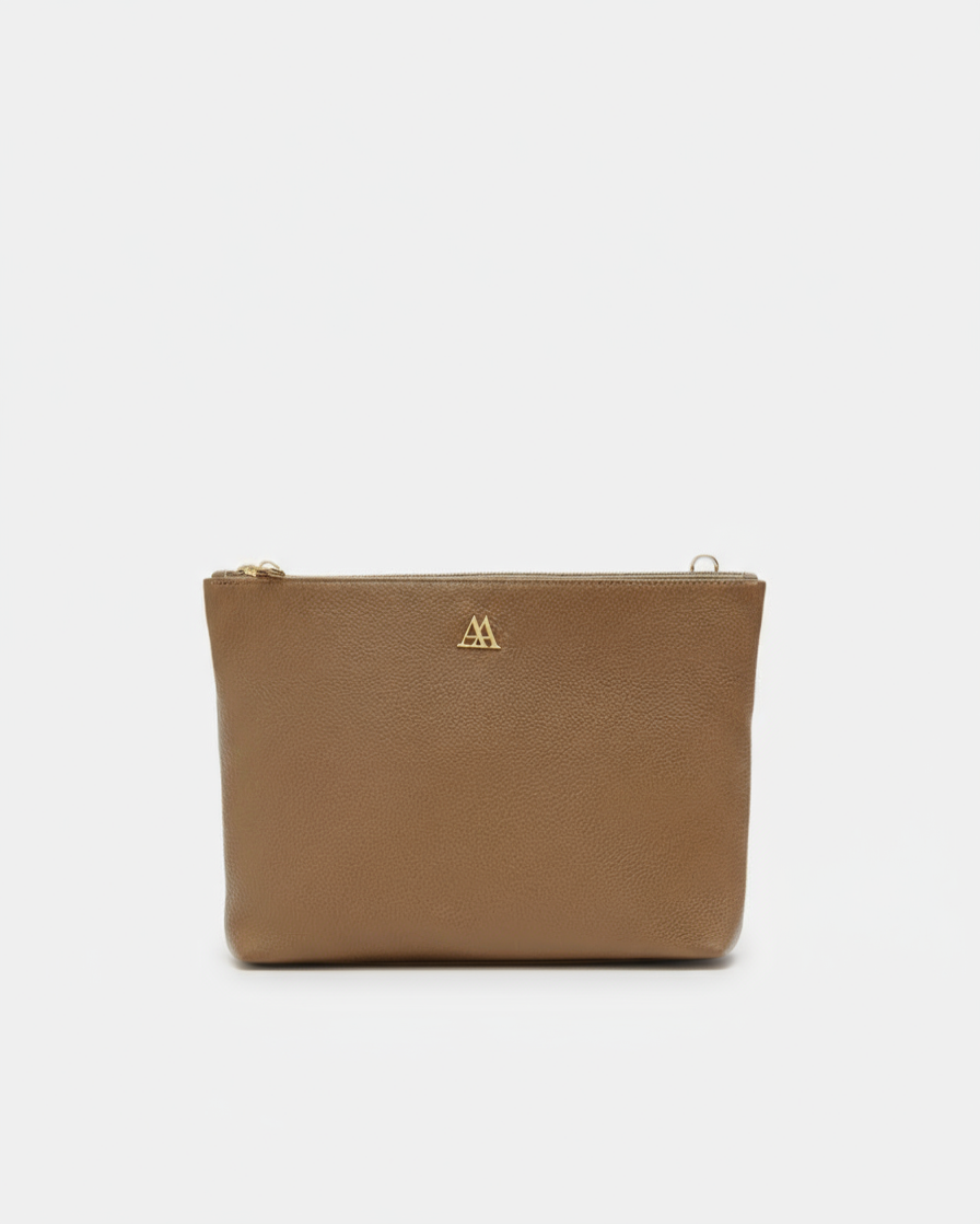 Manola Taupe Leather Clutch Bag