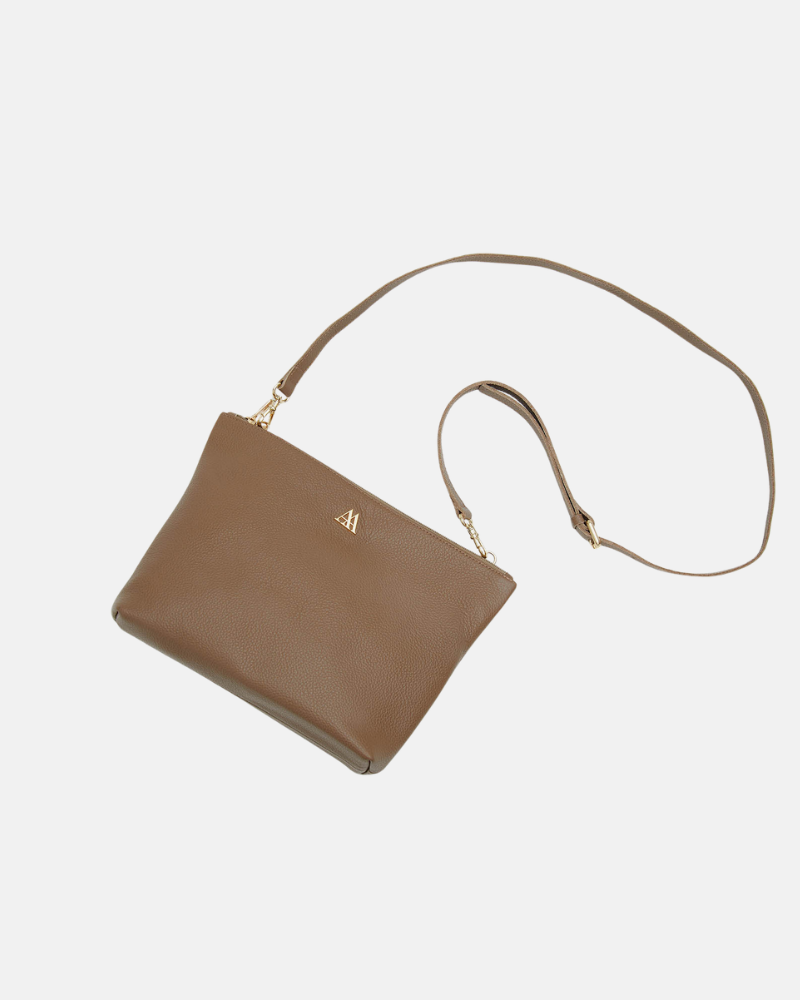 Manola Taupe Leather Clutch Bag