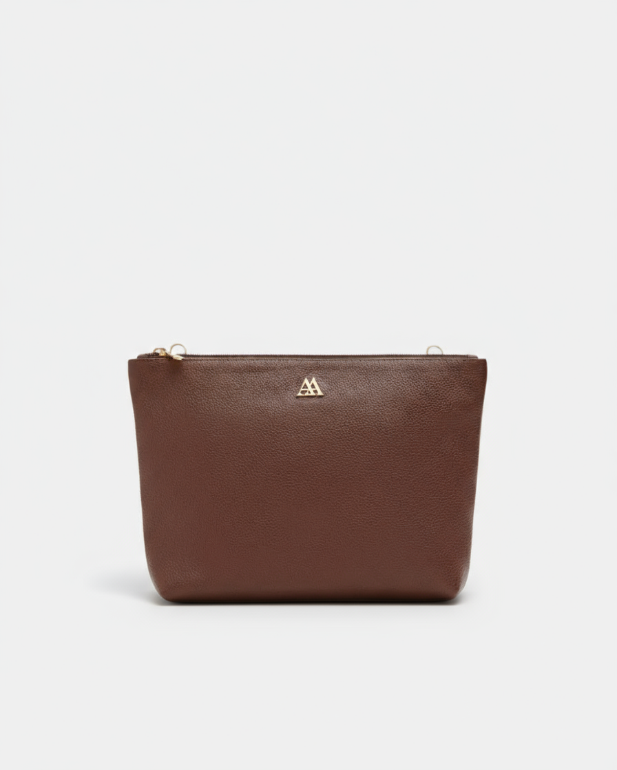 Manola Brown Leather Clutch Bag
