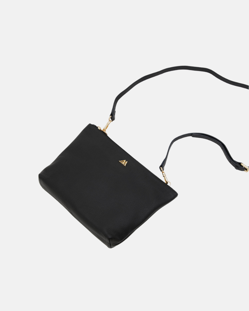 Manola Black Leather Clutch Bag