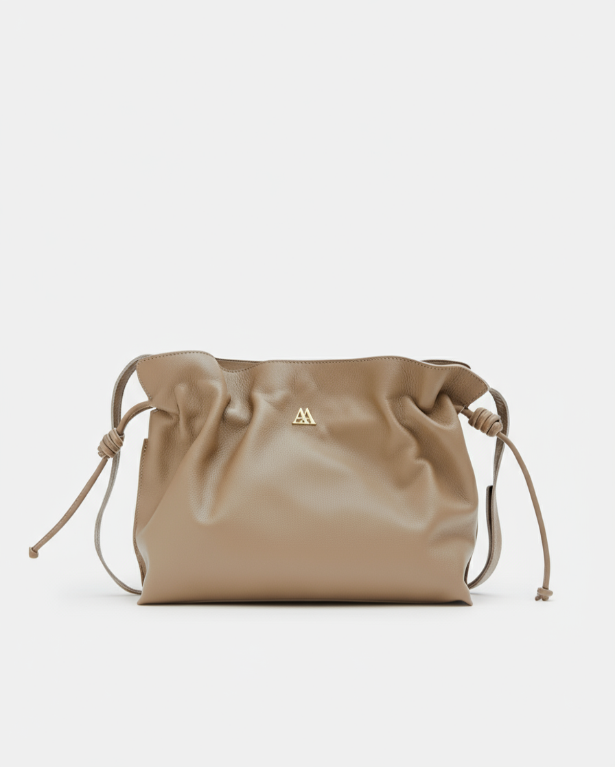 Fátima Bolso Fruncido Piel Taupe
