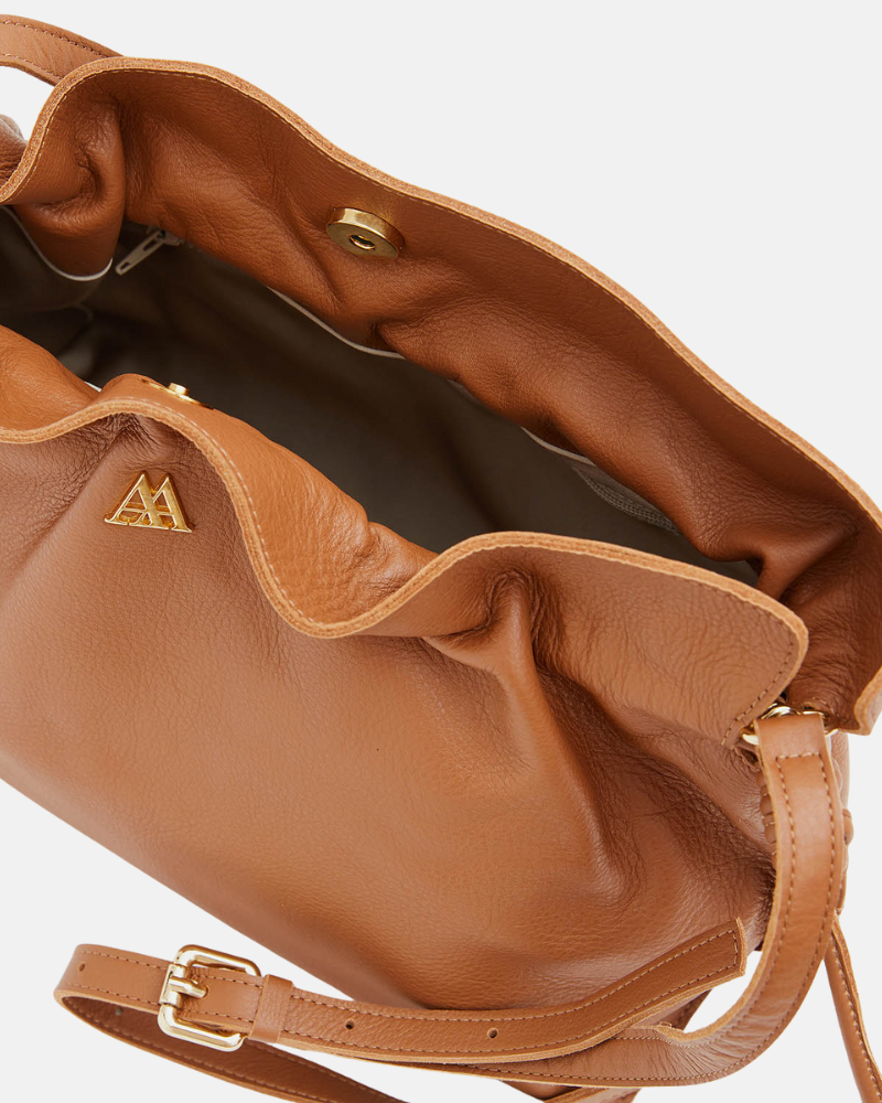 Fátima Bolso Fruncido Piel Cuero